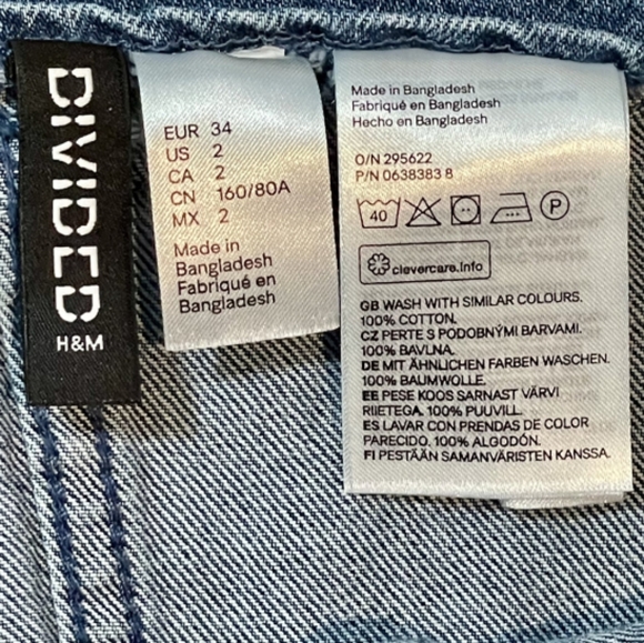 H&M | Daisy Print Blue Jean Bib Overall Jumper Dress Frayed Hem Women's Size 2 - Picture 6 of 6